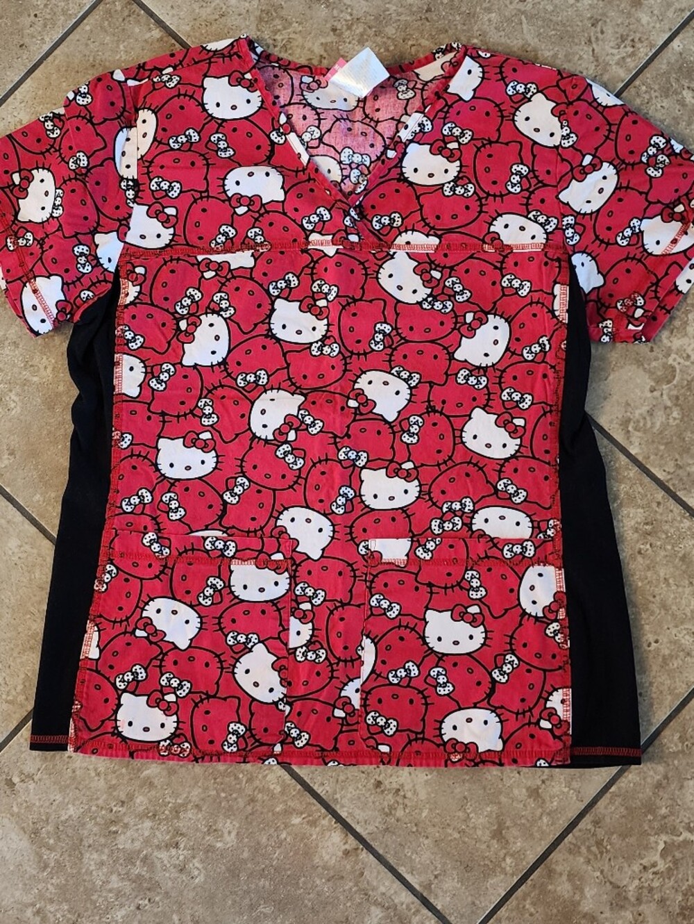Medium Hello Kitty Red Patterned Scrub Top